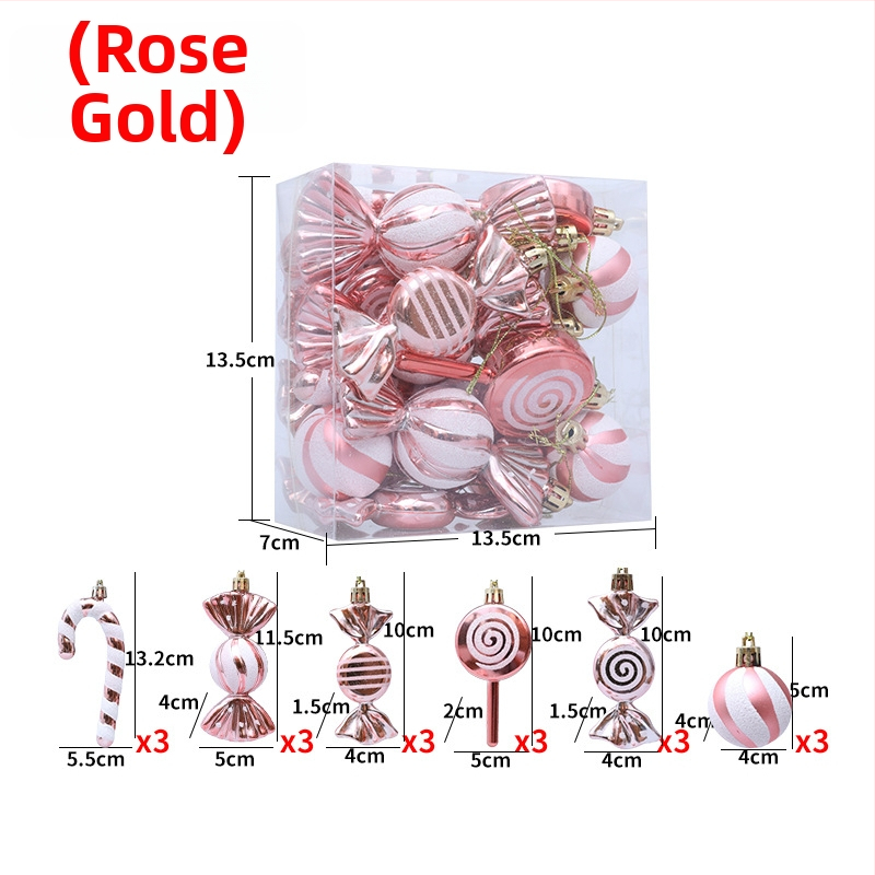 Karácsonyi díszek, 18 darabos készlet, PVC, modern és minimalist dekoráció függő, karácsonyfához és ablakokhoz