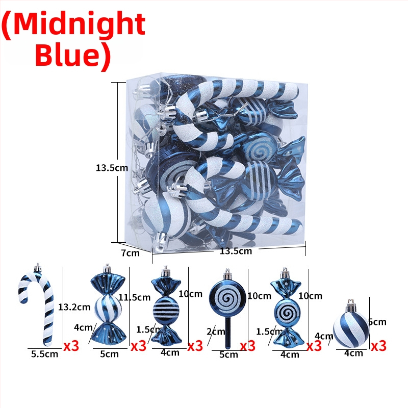 Karácsonyi díszek, 18 darabos készlet, PVC, modern és minimalist dekoráció függő, karácsonyfához és ablakokhoz