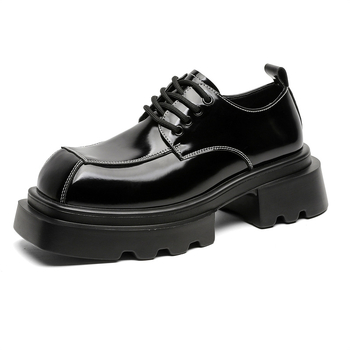Férfi üzleti hivatalos cipő, négyszögletes orr, magasságot növelő, gumírozott talp, csúszásmentes
