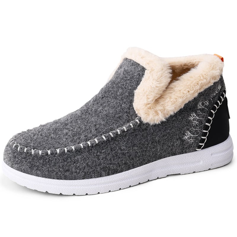 Női téli pamuts cipő, alacsony szárú slip-on csizma plüss béléssel és lapos sarokkal