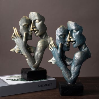 Ölelkező pár műgyanta figurája, absztrakt arccal; Márka: Weili Delico; Kategória: Resin Crafts; Anyag: szintetikus gyanta; Csomagolás: kartoncsomagolás