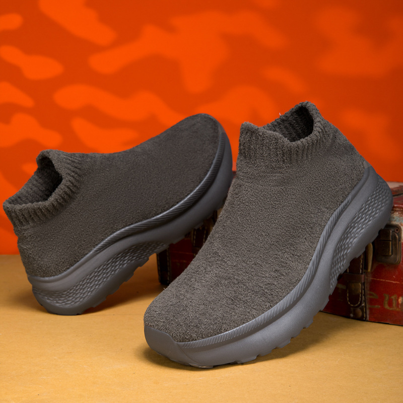 Unisex slip-on batai su velūro viršutine medžiaga rudenį-žiema, lengvi ir patogūs kasdieniams pasivaikščiojimams