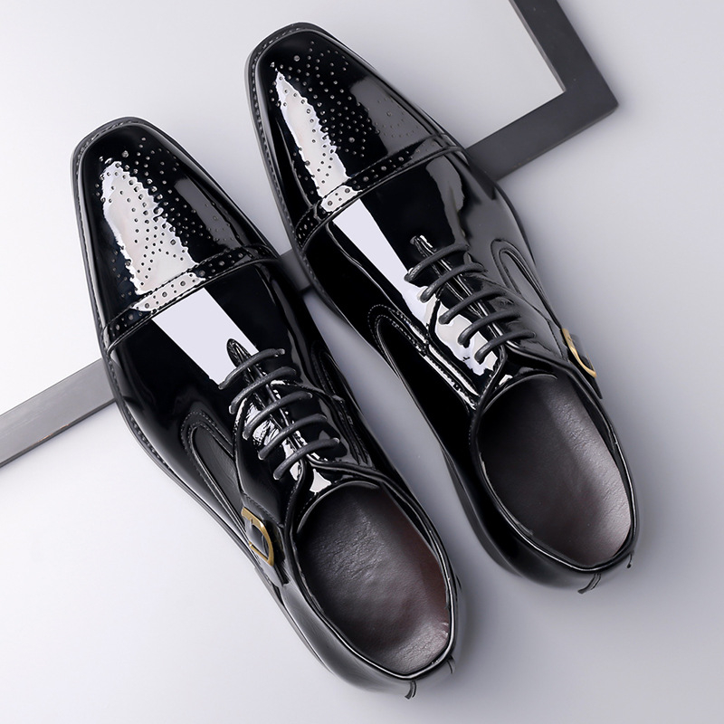 Muške kožne cipele za vožnju s PU gornjim dijelom, gumom potplatom, okruglim vrhom, niskim krojem, protuklizne, pogodne za posao i vjenčanja.