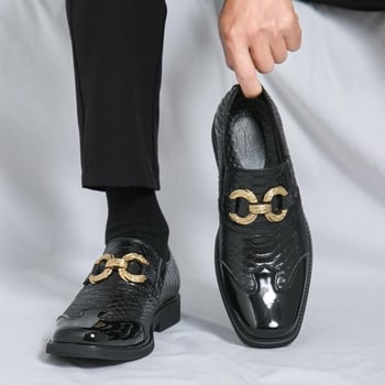 Férfi műbőr cipő négyzetes orrú, casual stílus, gumi talp, PU bélés, nyár 2025