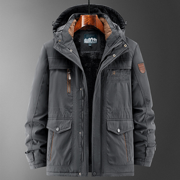 Zimski pamučni kaput, britski stil kardigana, zatvarač, odvojiva ovratnica, višestruki džepovi.