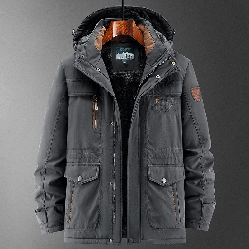 Zimski pamučni kaput, britski stil kardigana, zatvarač, odvojiva ovratnica, višestruki džepovi.