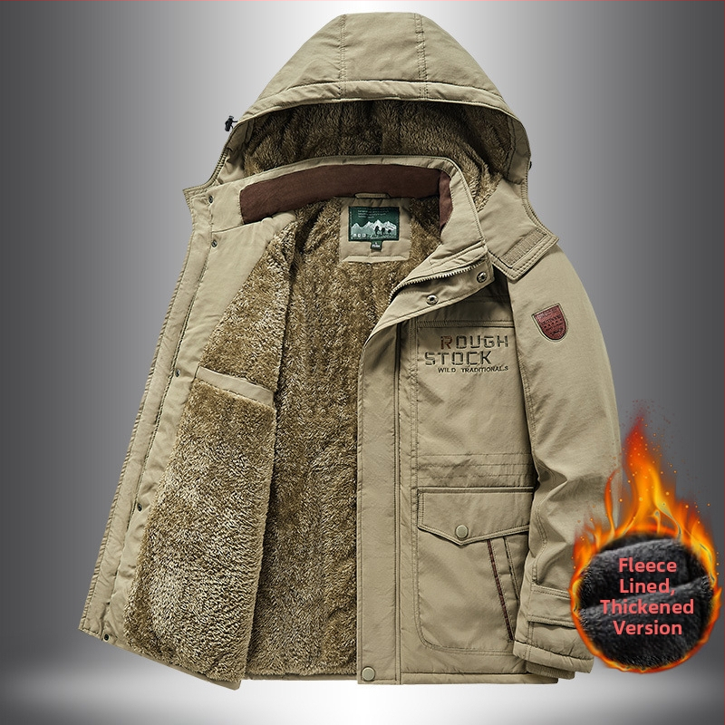 Zimski pamučni kaput, britski stil kardigana, zatvarač, odvojiva ovratnica, višestruki džepovi.