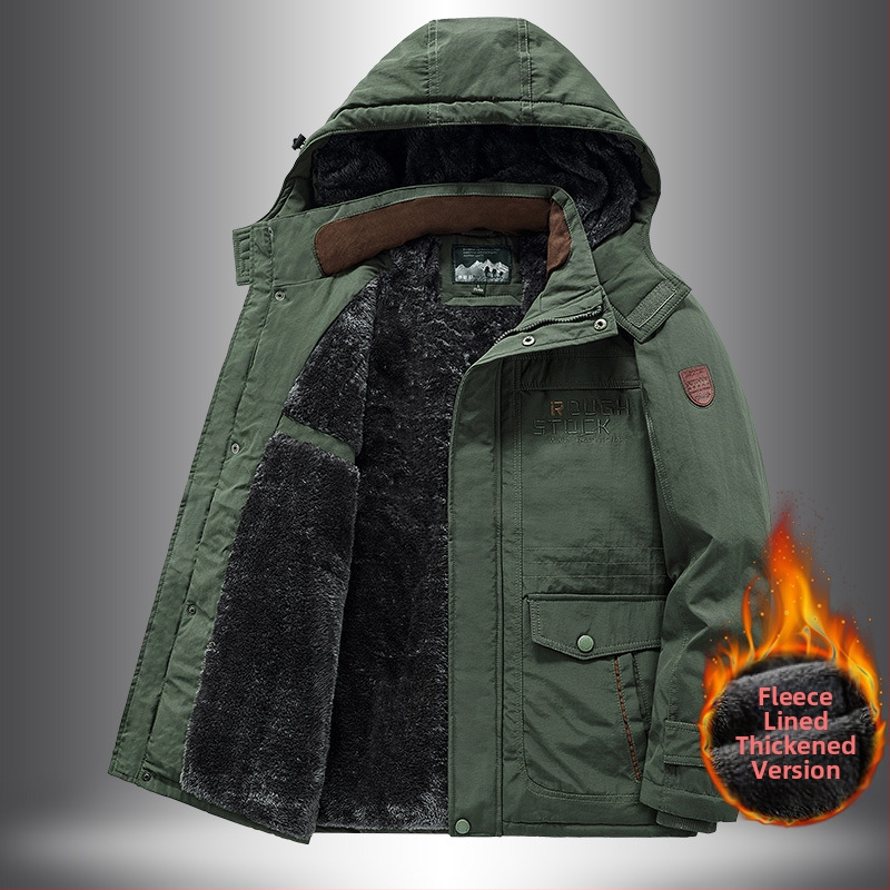 Zimski pamučni kaput, britski stil kardigana, zatvarač, odvojiva ovratnica, višestruki džepovi.