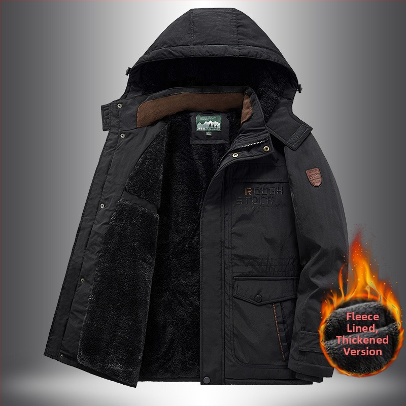 Zimski pamučni kaput, britski stil kardigana, zatvarač, odvojiva ovratnica, višestruki džepovi.