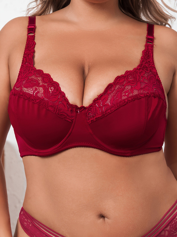 Čipková podprsenka, hlavný materiál nylon, bavlnená podšívka, miska s ušami zajačika, miska bez formy