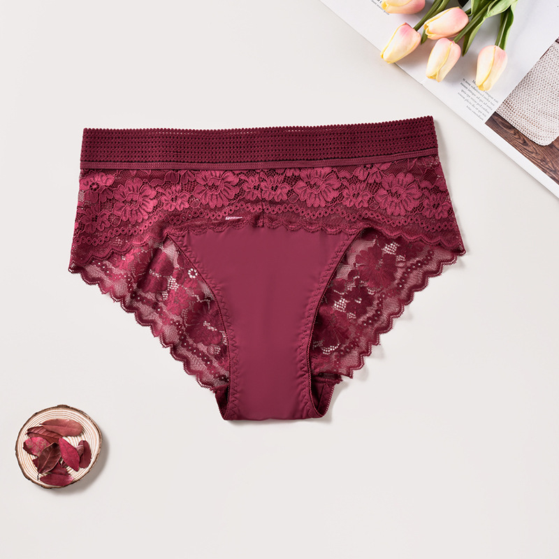Dámske krajkové nohavičky s vysokým pásom, zdvihnutie bokov, priedušné, nylonová tkanina
