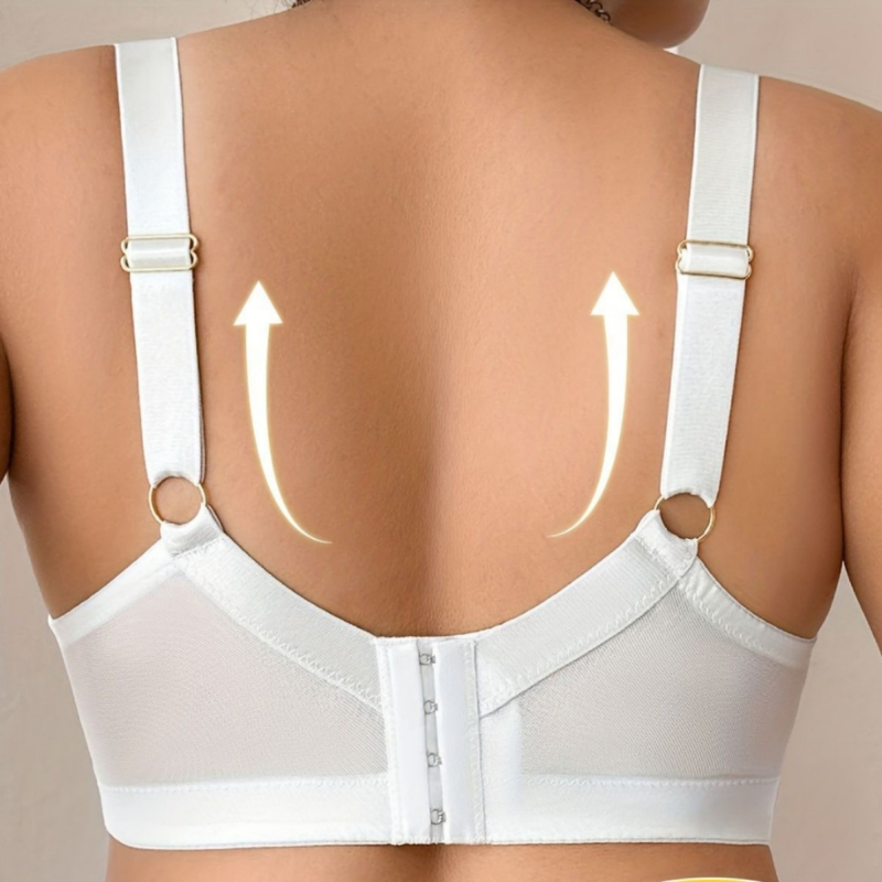 Плюсразмерен дамски сутиен от полиестер: Push-up и повдигане, фиксирани двойни презрамки, закопчаване с три реда отзад, чашка 3/4