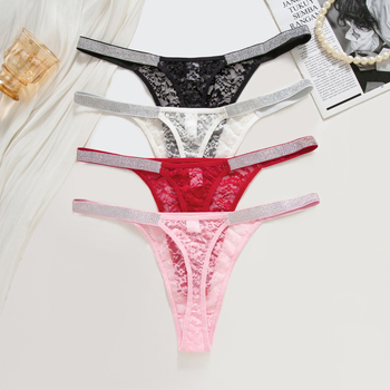 Mežģīņu sieviešu biksītes no neilona, ar ziedu rakstu, zema vidukļa josta, ātri žāvētas