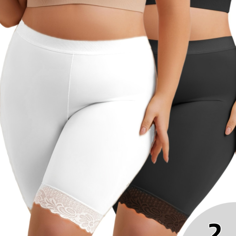 2-частен комплект дамско бельо с висока талия, дантелен кант и дишащ памук