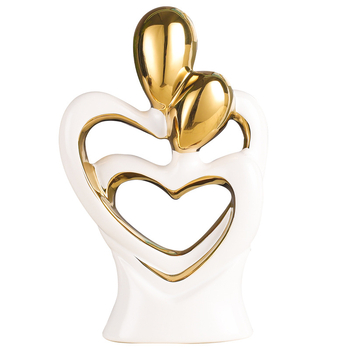 Porcelánová socha: abstraktný pár objímajúci sa - moderný minimalistický, geometrický dizajn