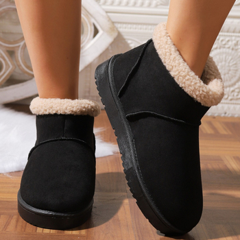 Обувки до глезена за зима, замшеви, без връзки, нехлъзгаща се подметка, среден ток 3–5 см, топла подплата