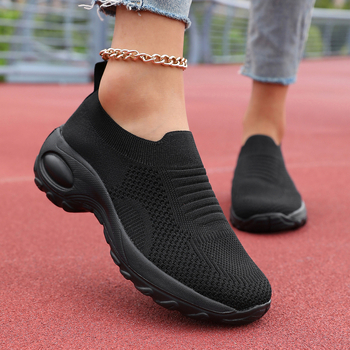 Női mesh slip-on cipő, alacsony felső rész, gumírozott talp, mindennapi viselet, egész éves használat