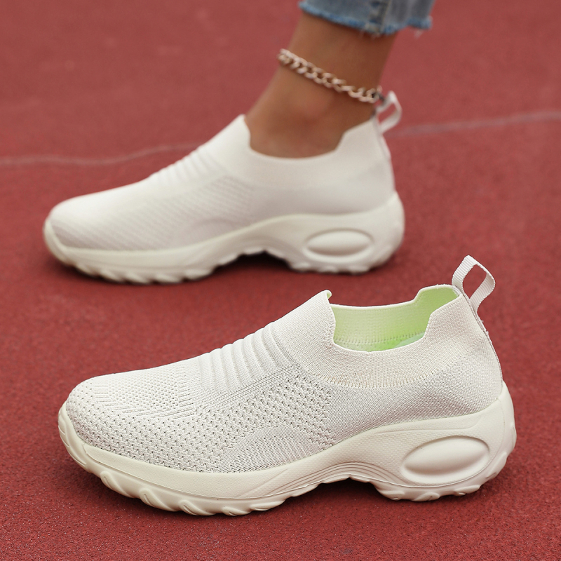 Női mesh slip-on cipő, alacsony felső rész, gumírozott talp, mindennapi viselet, egész éves használat