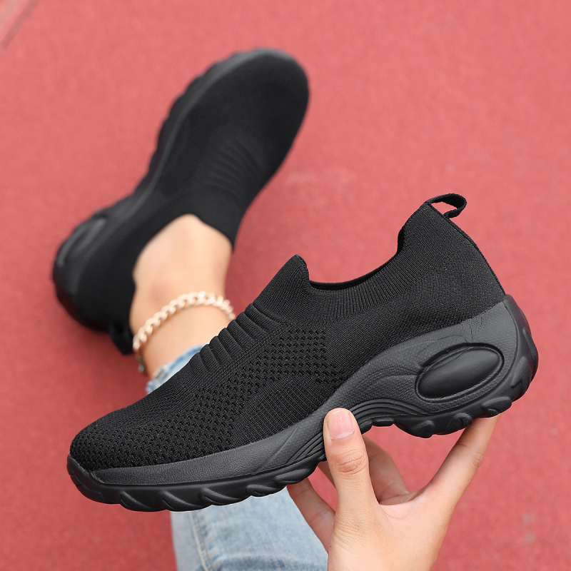 Női mesh slip-on cipő, alacsony felső rész, gumírozott talp, mindennapi viselet, egész éves használat