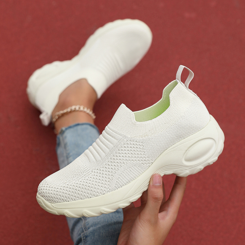 Női mesh slip-on cipő, alacsony felső rész, gumírozott talp, mindennapi viselet, egész éves használat