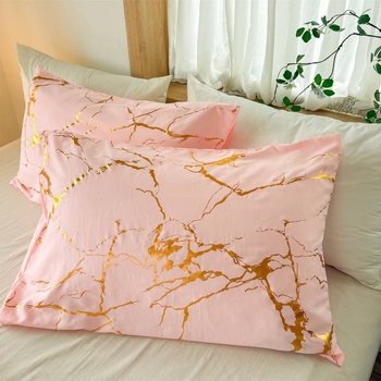 Комплект покривки за завивка, памук-лен, мраморен модел с позлатено щамповане, принт Tie-Dye, три части