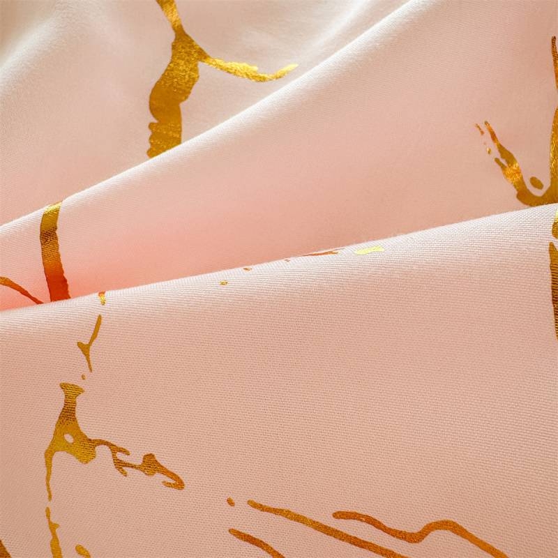 Комплект покривки за завивка, памук-лен, мраморен модел с позлатено щамповане, принт Tie-Dye, три части