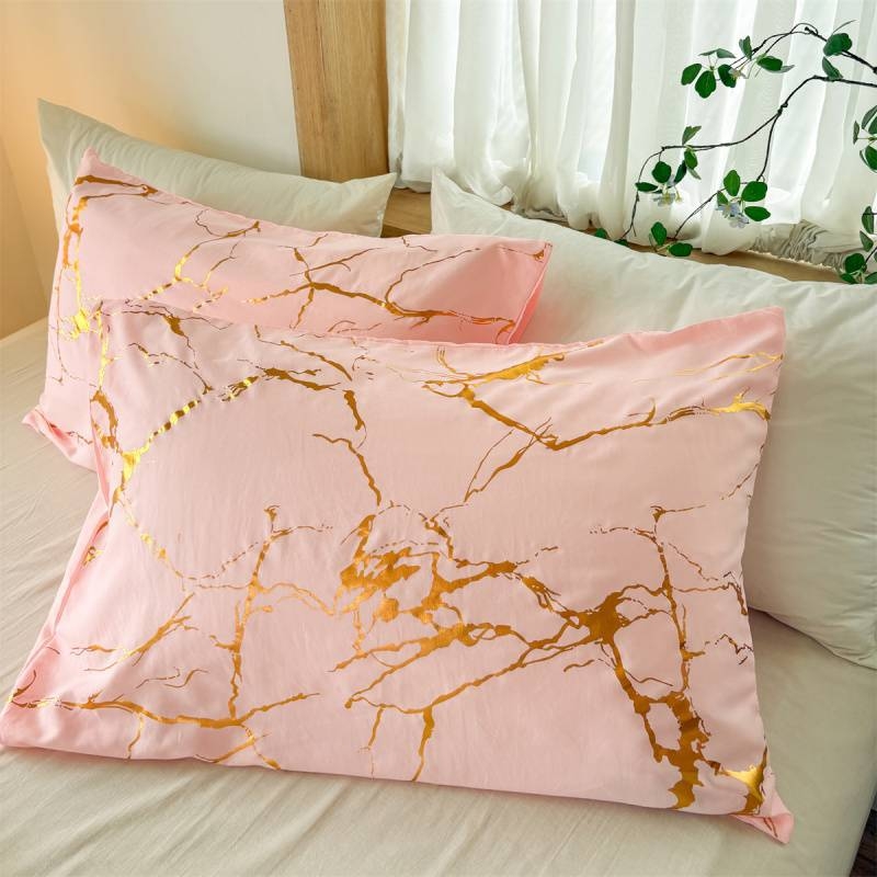 Комплект покривки за завивка, памук-лен, мраморен модел с позлатено щамповане, принт Tie-Dye, три части