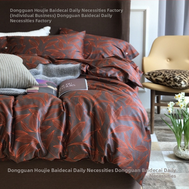 Памучен сатенен спален комплект: американски стил, дълговлакнест памук, покривка за завивка и чаршаф