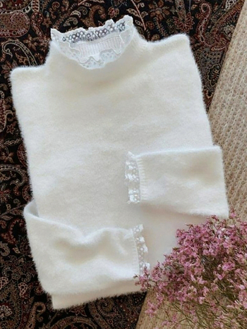Džemper od pletenog poliestera, dugi rukavi, okrugli izrez, japansko-korejski casual stil