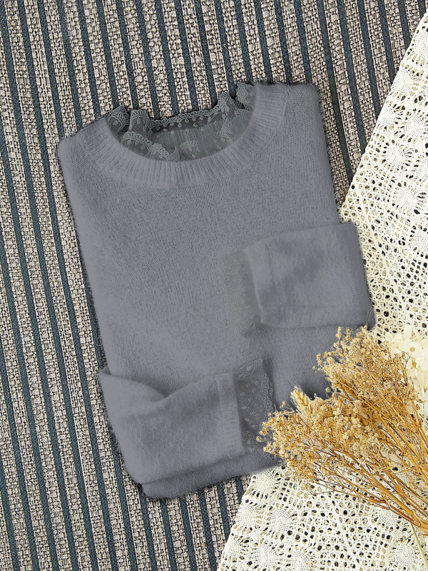 Džemper od pletenog poliestera, dugi rukavi, okrugli izrez, japansko-korejski casual stil