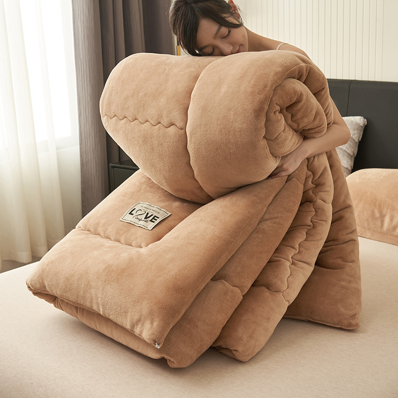 Зимно одеяло Xiang Bo, кадифена материя, пълнене от соево влакно, 9–10 Jin, шевано