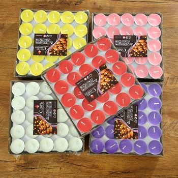 Бездимни чайни восъчни свещи – кръгла форма, парафинов восък, горене 1,5 ч, 100 бр