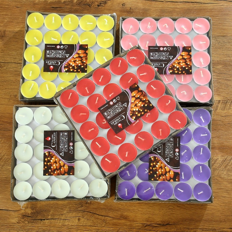 Бездимни чайни восъчни свещи – кръгла форма, парафинов восък, горене 1,5 ч, 100 бр