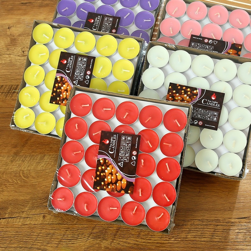 Бездимни чайни восъчни свещи – кръгла форма, парафинов восък, горене 1,5 ч, 100 бр