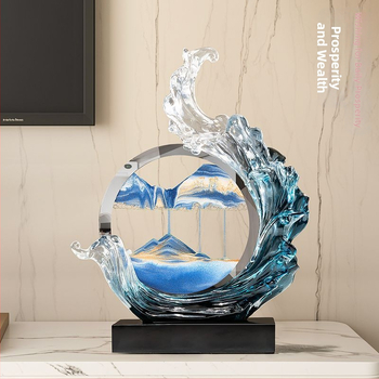 Obraz s tečúcim pieskom - Lion Family, živica, svetlý luxusný štýl, firemný dar