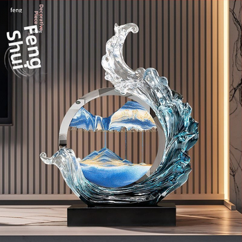 Obraz s tečúcim pieskom - Lion Family, živica, svetlý luxusný štýl, firemný dar