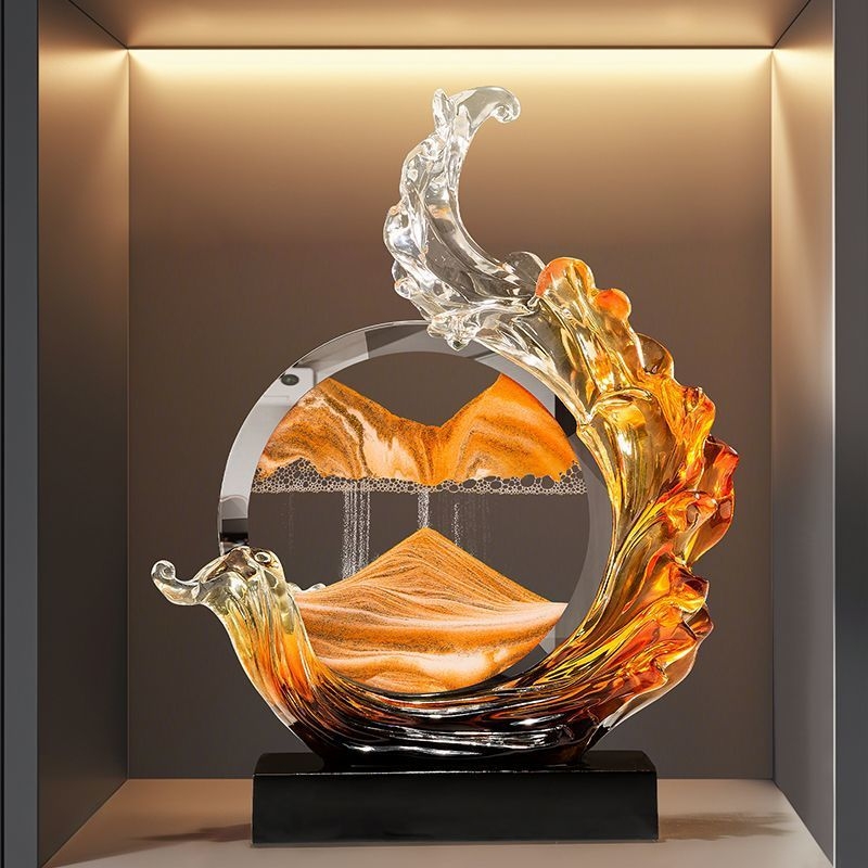 Obraz s tečúcim pieskom - Lion Family, živica, svetlý luxusný štýl, firemný dar