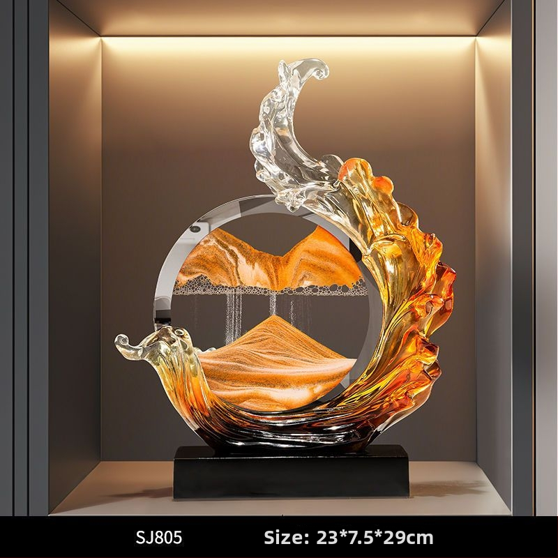 Obraz s tečúcim pieskom - Lion Family, živica, svetlý luxusný štýl, firemný dar