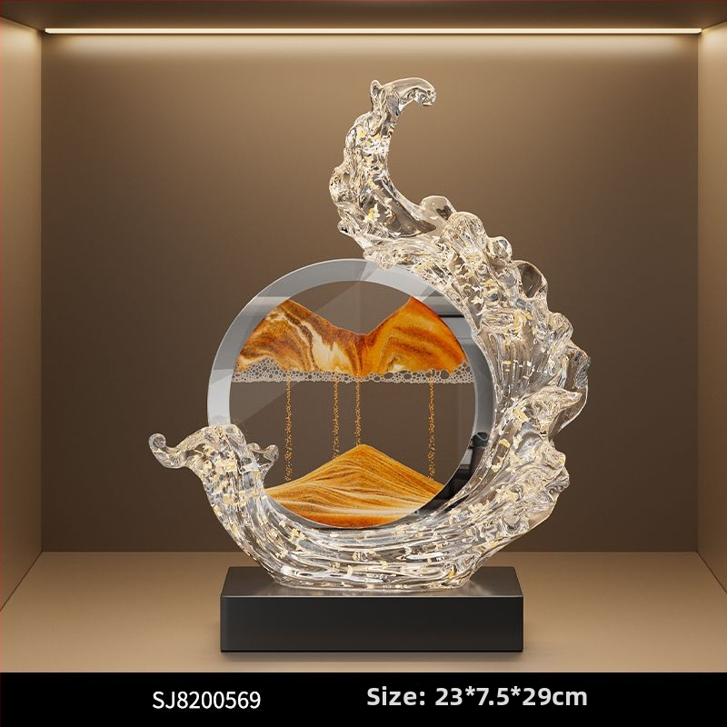 Obraz s tečúcim pieskom - Lion Family, živica, svetlý luxusný štýl, firemný dar