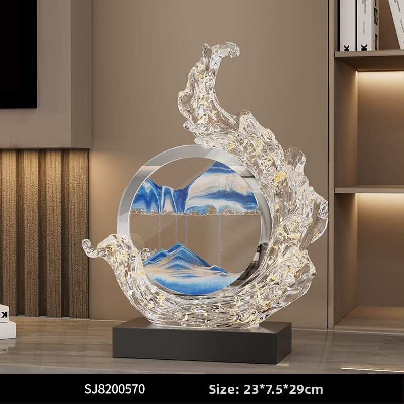 Obraz s tečúcim pieskom - Lion Family, živica, svetlý luxusný štýl, firemný dar