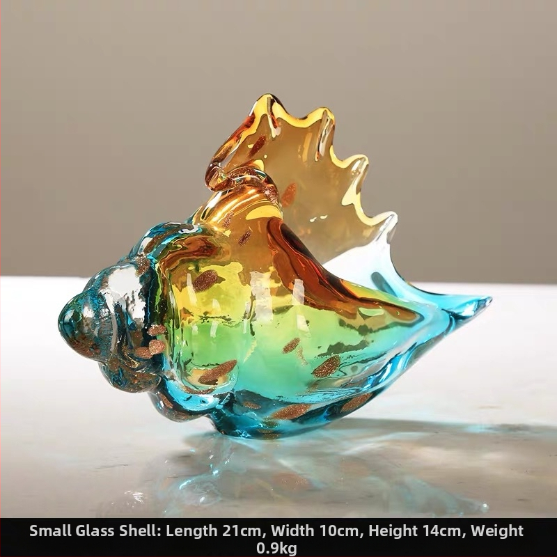 Sklenený dekoratív mušľový tvar, fúkané sklo, leštený povrch, jednoduchý moderný štýl, abstraktná forma