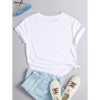 Тениска с пеперуден принт, кръстосана търговия, стандартна версия, къс ръкав, флис подплата, смес от влакна на млечен протеин 51–70%