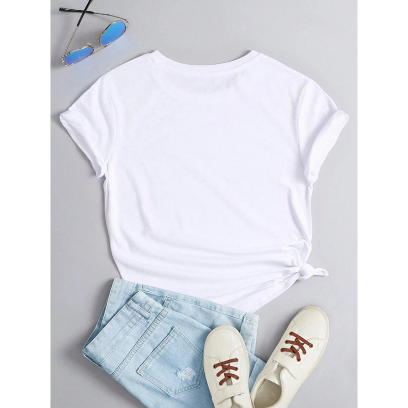 Тениска с пеперуден принт, кръстосана търговия, стандартна версия, къс ръкав, флис подплата, смес от влакна на млечен протеин 51–70%