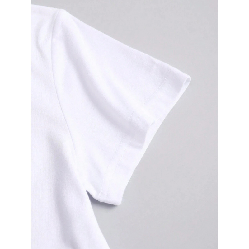 Тениска с пеперуден принт, кръстосана търговия, стандартна версия, къс ръкав, флис подплата, смес от влакна на млечен протеин 51–70%