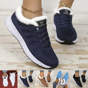 Naise igapäevased puuvillased tossud soojendava vooderdusega, madal varvas, nöörimisega sulgumine, EVA tald (Ülemine: Super Fiber; Vooder: tehis karusnahk; Tald: EVA; Sulgemine: nöörid; Kinga kõrgus: madal)