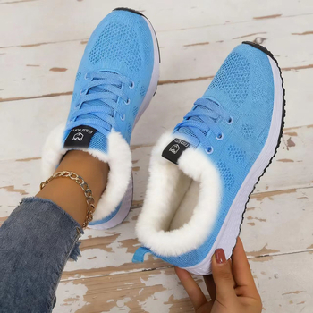 Naise igapäevased puuvillased tossud soojendava vooderdusega, madal varvas, nöörimisega sulgumine, EVA tald (Ülemine: Super Fiber; Vooder: tehis karusnahk; Tald: EVA; Sulgemine: nöörid; Kinga kõrgus: madal)