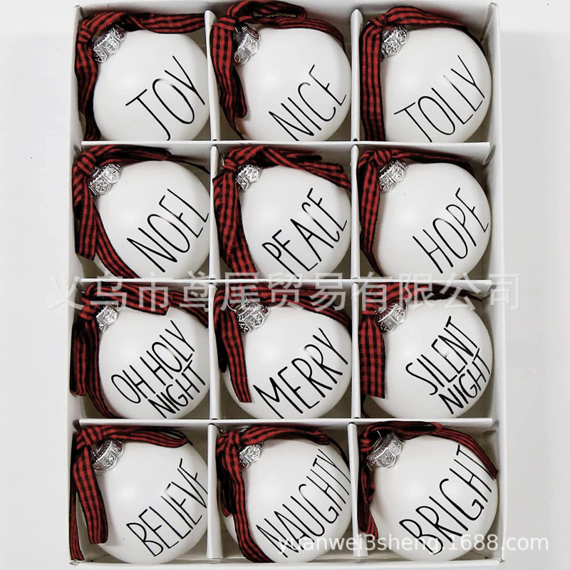 Plastová vianočná guľa ozdoba s mašľou na stromček, 9–12 ks, tlačené, vhodné ako darček