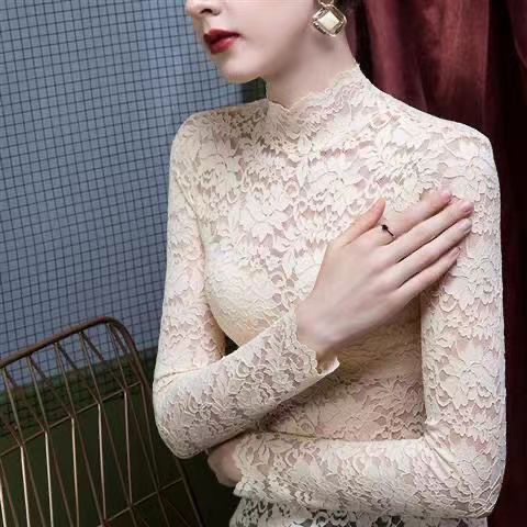 Top z chenille s Spandex, čipka a sieť, okrúhly výstrih, princezné rukávy, pulóver