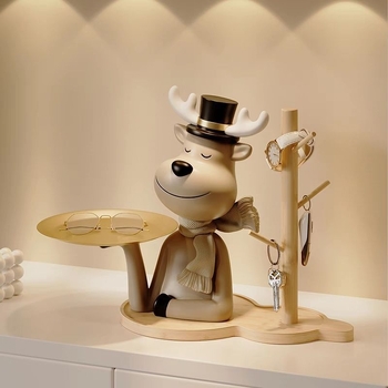 Kulcstartó tál szarvas motívummal, gyantából készült dísztárgy a bejárathoz