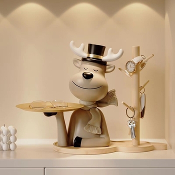 Kulcstartó tál szarvas motívummal, gyantából készült dísztárgy a bejárathoz